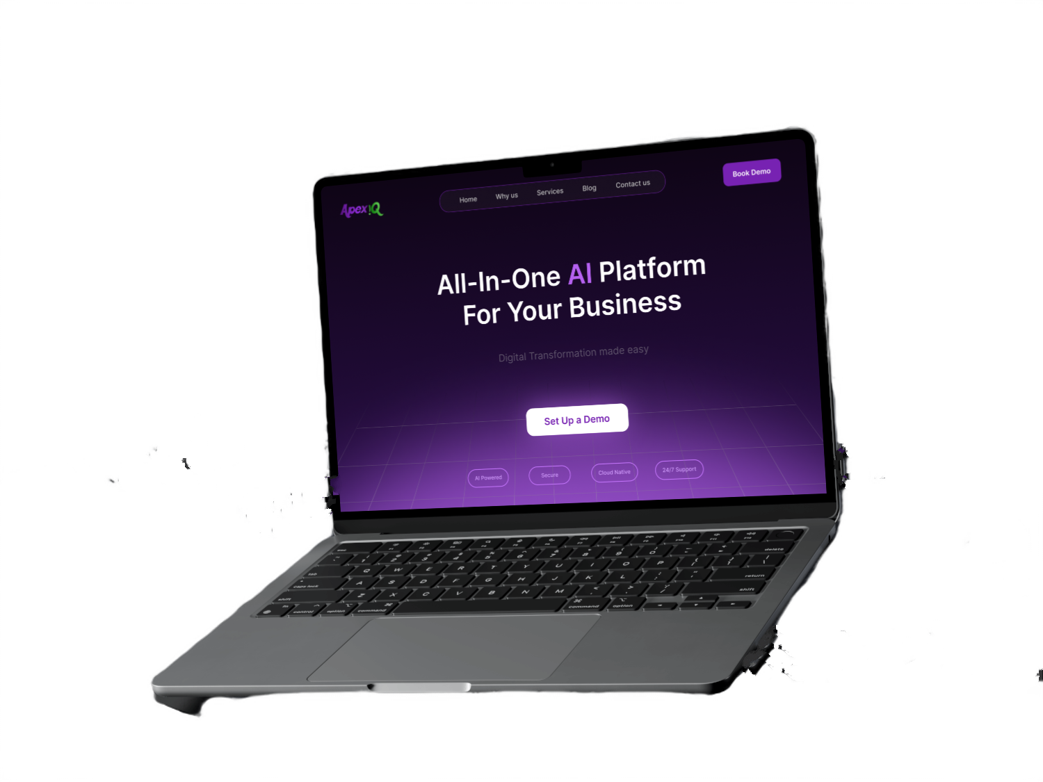 Apexiq product demo on a laptop